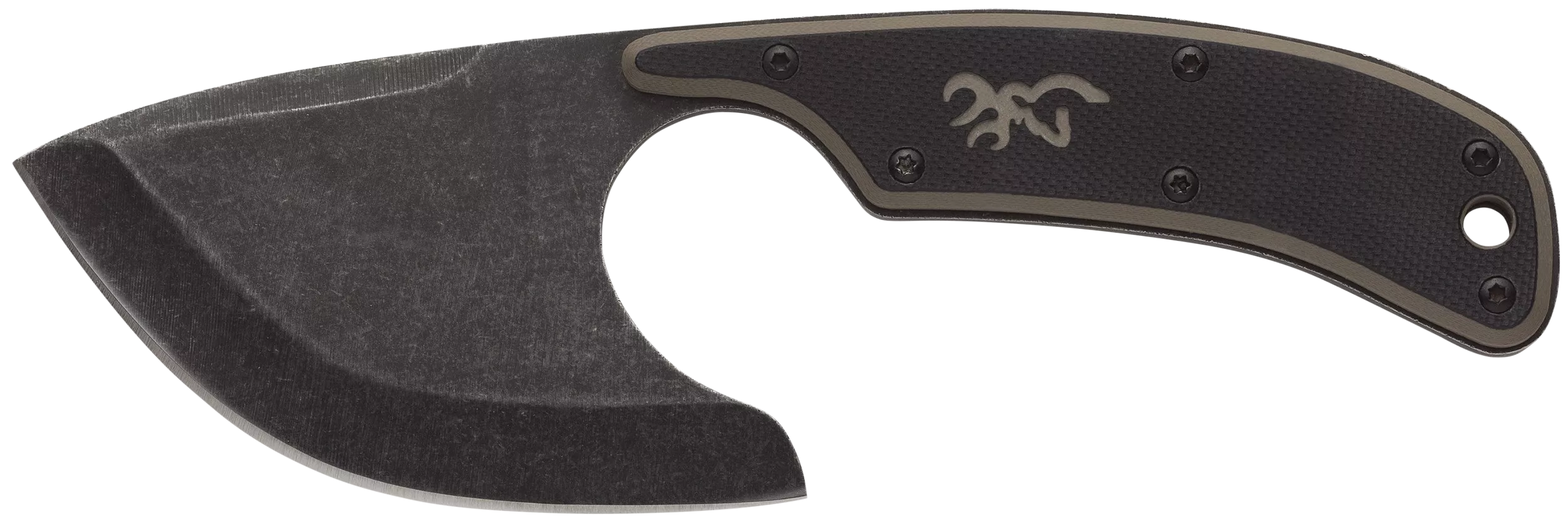 Browning 3220323 Cutoff2.50" Fixed Skinner Plain Black Black Oxide Stonewashed 9Cr14MoV SS Blade, Black/Tan G10 Handle
