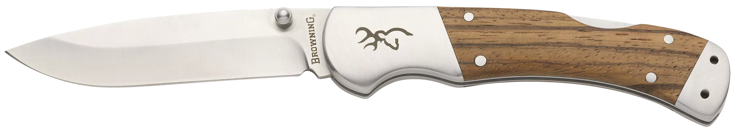 Browning 3220533 Sage CreekLarge 3.50" Folding Drop Point Plain Satin 9Cr18MoV SS Blade, Brown Zebra Wood Handle