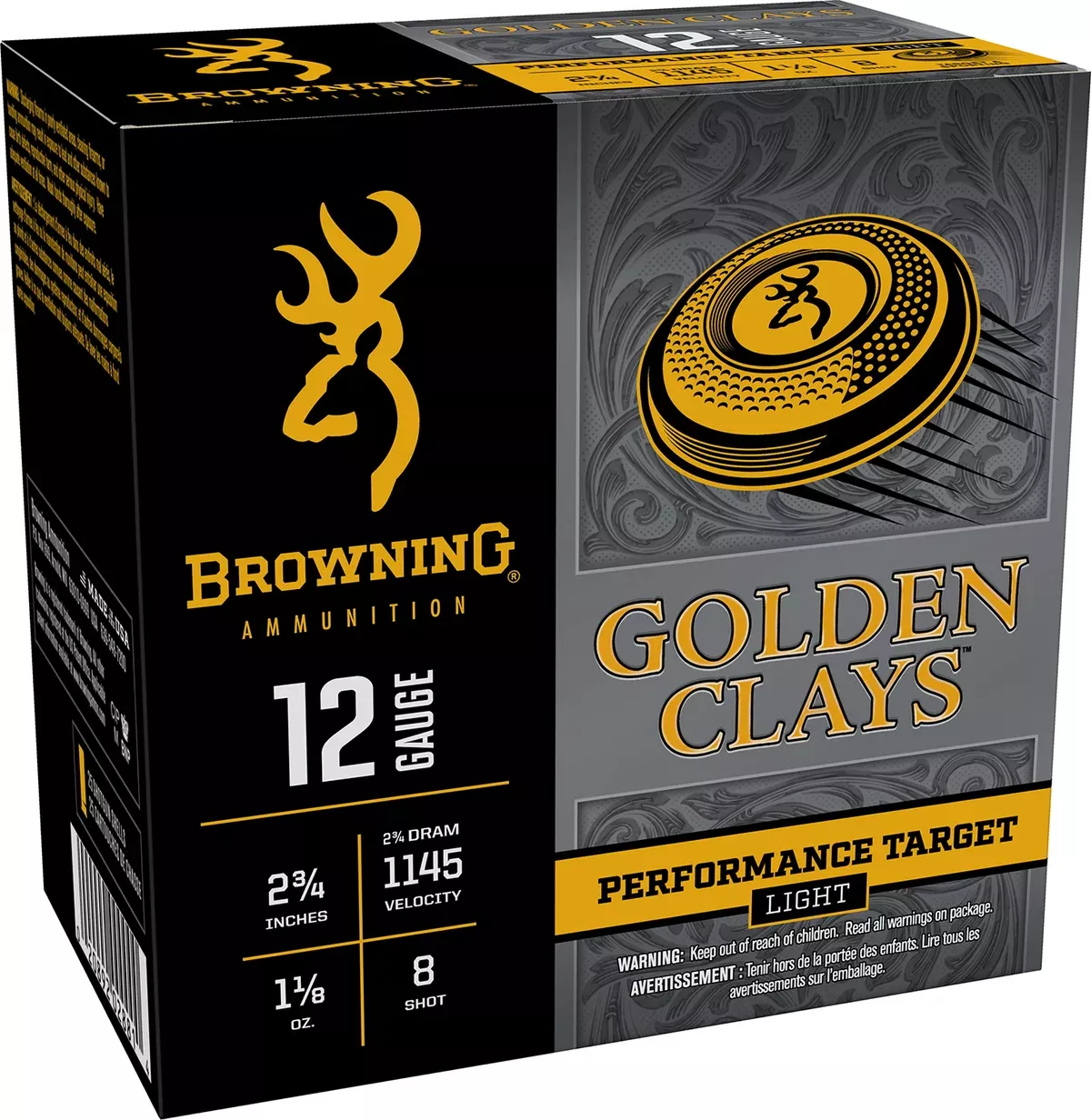 Browning Ammo BGC128 Golden Clays12Gauge 2.75" 1 1/8oz 8Shot 25 Per Box/10 Case
