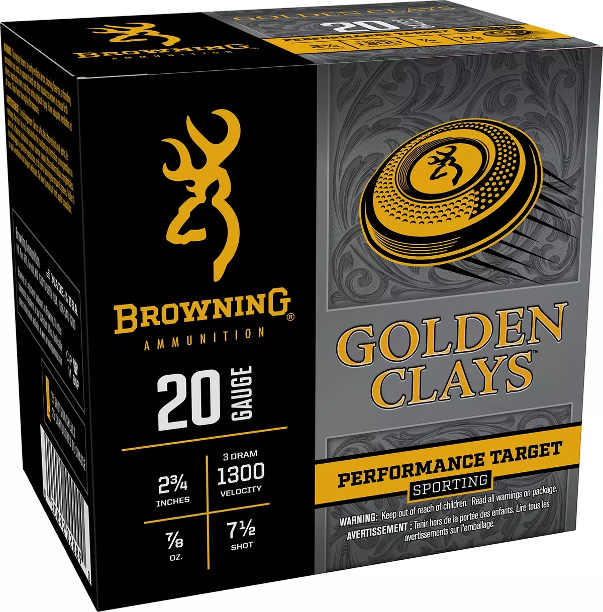 Browning Ammo BGC207 Golden Clays20Gauge 2.75" 7/8oz 7.5Shot 25 Per Box/10 Case