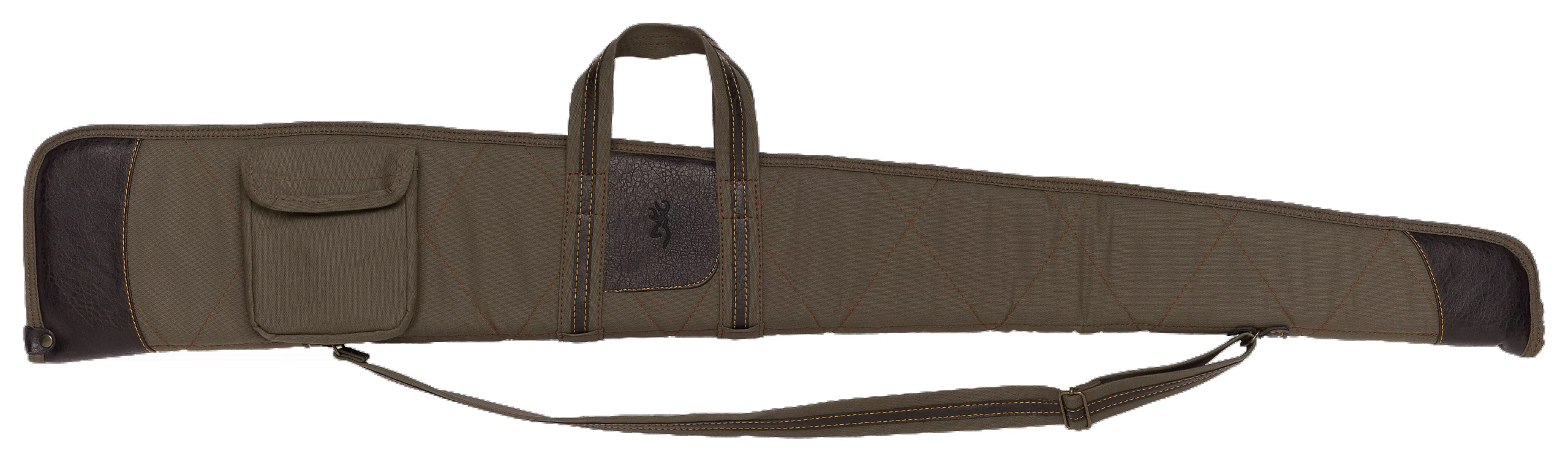 Browning Laredo Shotgun Case - Olive Canvas with Leather Accents, YKK Zipper, 1415048452