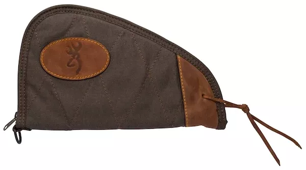 Browning Lona Pistol Rug Handgun Case, 11 in Flint/Brown Canvas, Lockable Zipper 1423886911