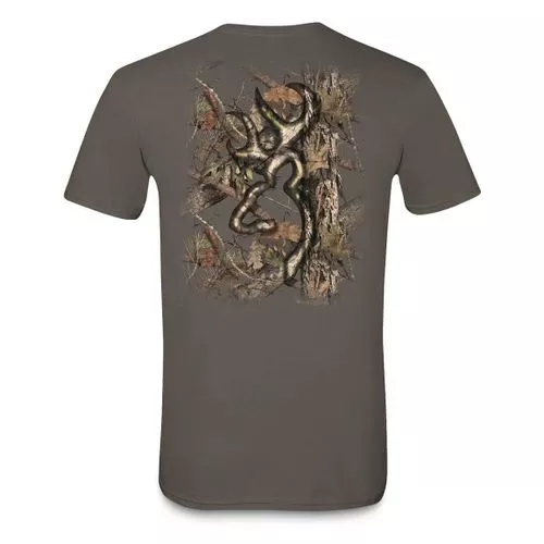 Browning Men's Background Camo Buckmark T-Shirt - Charcoal