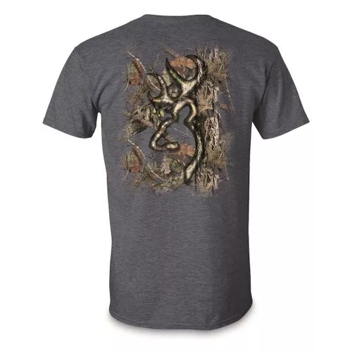 Browning Men's Background Camo Buckmark T-Shirt - Navy
