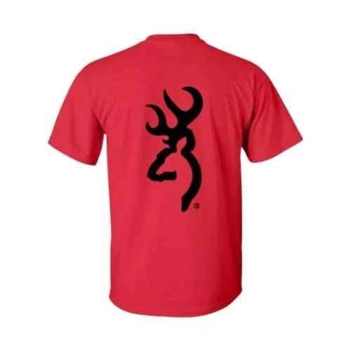 Browning Men's Black Distressed Buckmark on Red Long Sleeve T-Shirt
