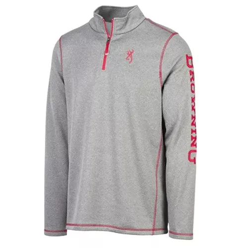 Browning Men's Heather Pitch Quarter Zip Pullover - Heather/Red