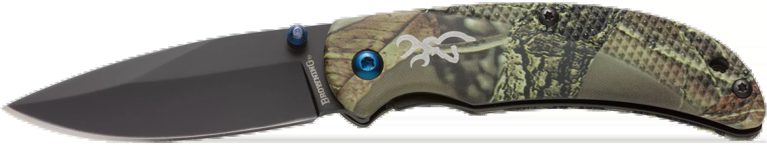 Browning Prism 3 EDC Folding Knife, 2.38 in Black Oxide 7Cr17MoV Drop Point, Camo Aluminum Handle – 3220344