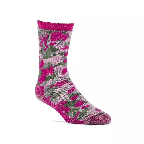 Browning Women's Wool Blend Camo Crew Sock - Camo Pink