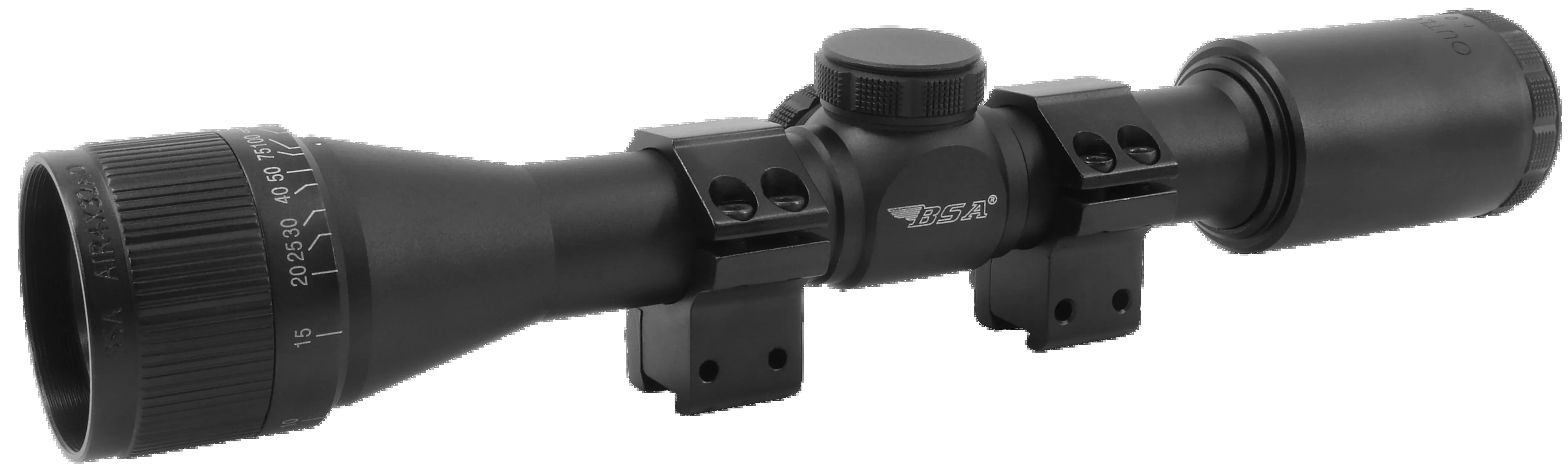 BSA Outlook Air Rifle Scope 4x32mm Adjustable Objective, 1 in Tube, Mil-Dot, Fast Focus — AIR4X32AOTB