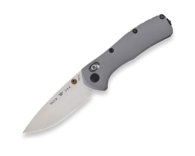 Buck 0791GYS-B Range Elite Crossbar Lock Folding Knife - 3.375" CPM-MagnaCut Satin Drop Point Blade, Gray Aluminum Handles - 13916