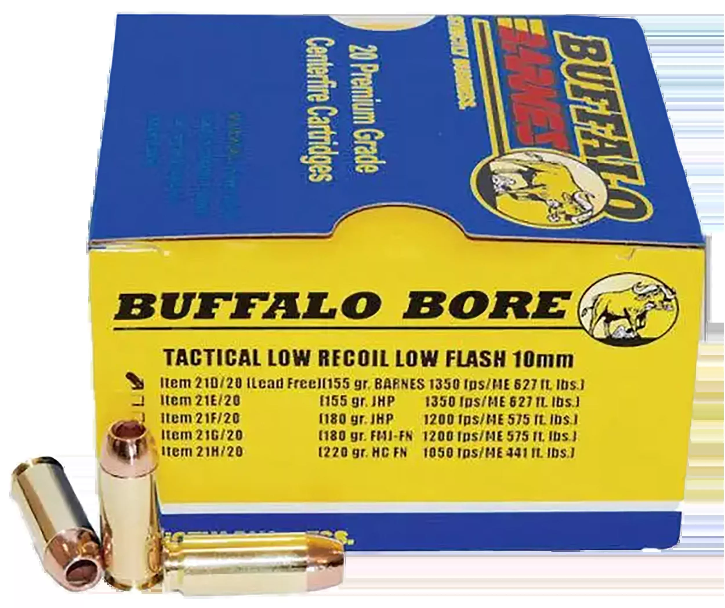 Buffalo Bore 10mm Auto Tactical Lead-Free Barnes TAC-XP 155gr Ammo, 20-Round Box (12/Case) 21D20