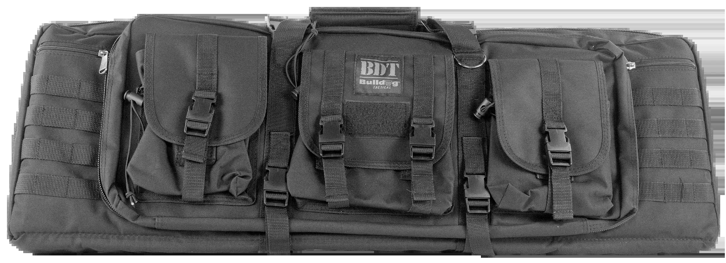 Bulldog Double Tactical Rifle Case 43 in, 600 Denier Polyester, MOLLE webbing, lockable zippers - BDT6043B