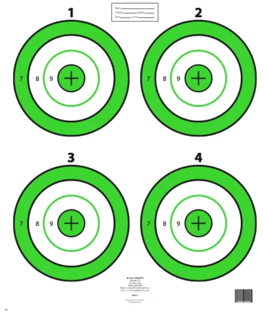Bullseye Action Training Paper Shooting Target 18" x 24" - High Visibility- Set of 50 target sheets