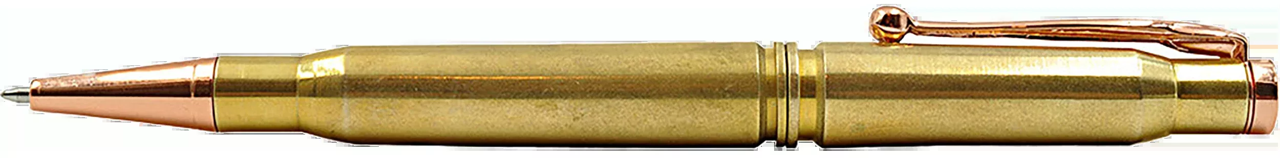 Caliber Gourmet Bullet Ballpoint Pen, Brass Gold, Twist-Open Black Ink with Clip, CBG1014