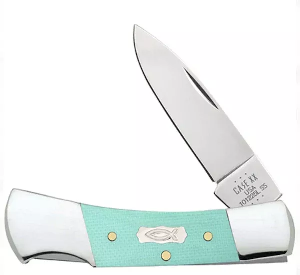 CASE CUTLERY Lockback Folding Knife, Seafoam Green G-10 Handle, 3 inch Closed, Drop Point Blade – 18106