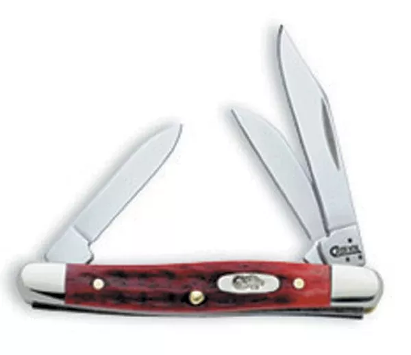 Case Cutlery Peanut Folding Pocket Knife – Red Bone Handle, Clip & Pen Blades, 00781