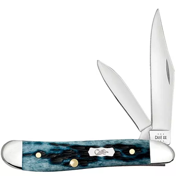 Case Cutlery Peanut Two-Blade Folding Knife, Mediterranean Blue Bone Handle, Tru-Sharp Steel 51858