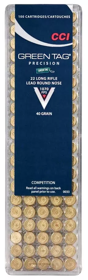 CCI .22 LR Green Tag 40 Grain Round Nose 100rd box