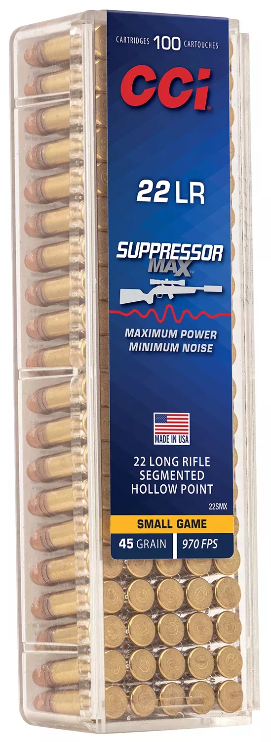 CCI 22SMX Suppressor Max22LR 45gr Segmented Hollow Point 100 Per Box/50 Case