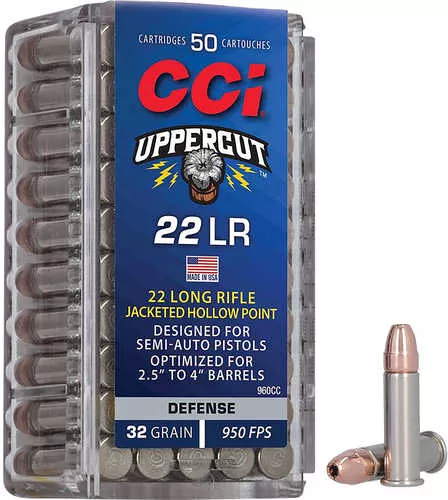 CCI 960CC Uppercut Defense 22LR 32Gr Jacketed Hollow Point 50 Per Box/100 Case