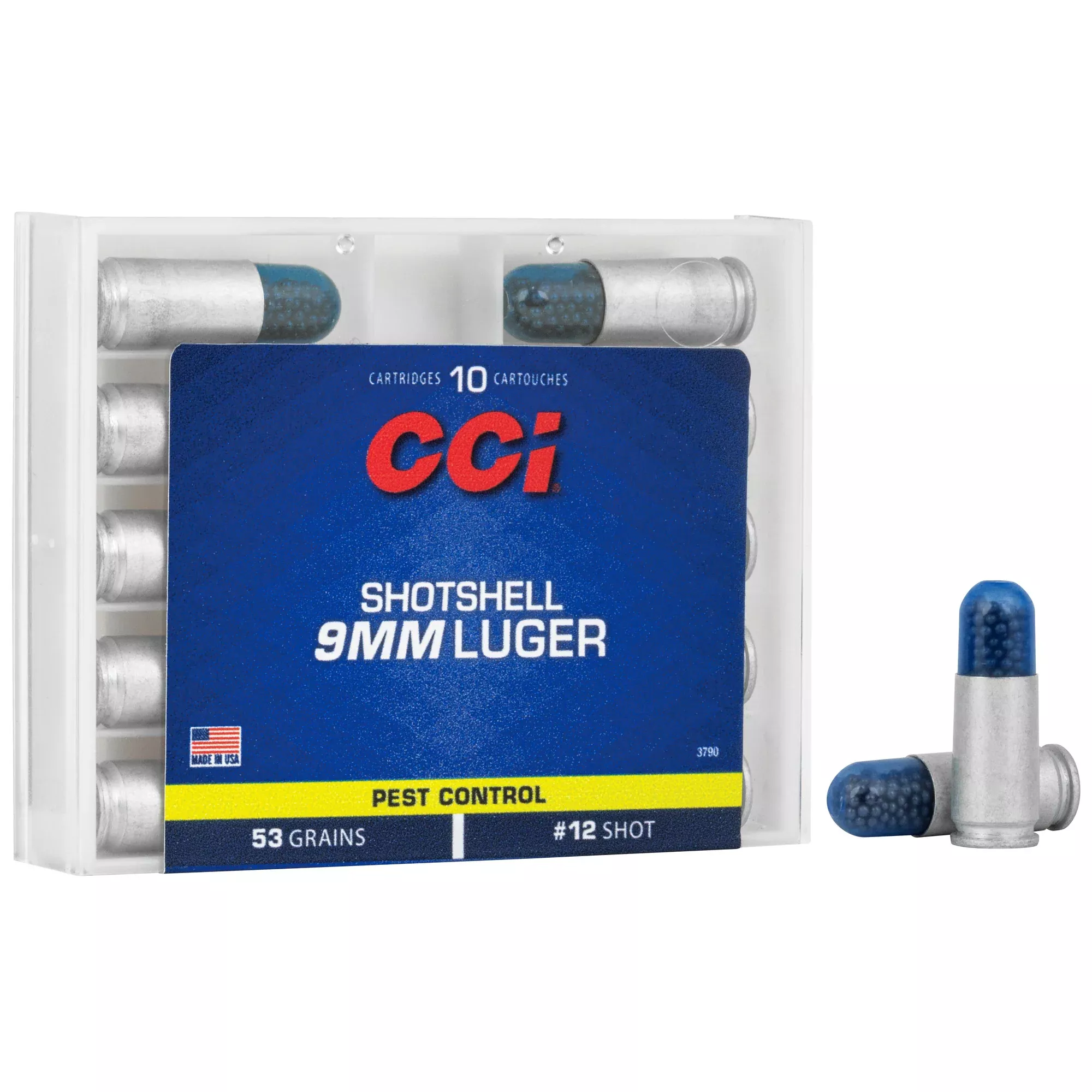 CCI Ammunition 9mm Luger Pest Control Shotshell Ammo, #12 Shot 53 Grain 10-Round Box 3790