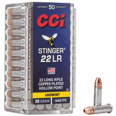CCI Ammunition Stinger 22LR 32 Grain Gilded Lead Hollow Point - 50 Round Box