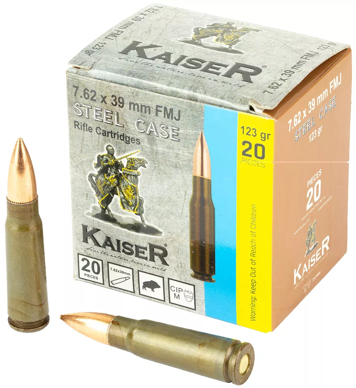 Century Arms AM8313 Kaiser7.62X39 123gr Full Metal Jacket 20 Per Box/50 Case