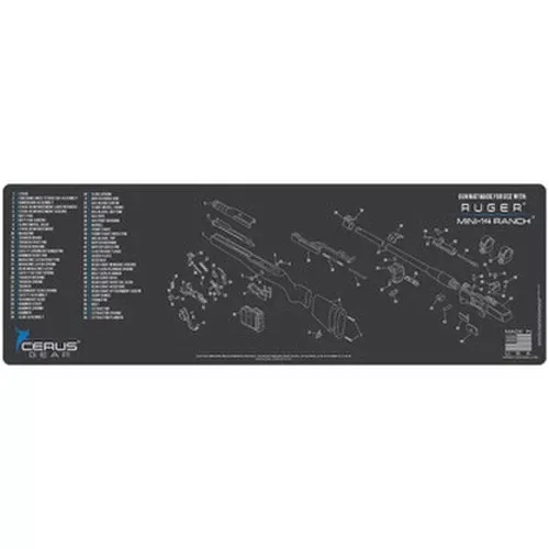 Cerus Gear Ruger Mini-14 Ranch Schematic Rifle Mat, 12x36, Charcoal Grey/Cerus Blue, CERRMRUGMINI14RANCHSCHGRY