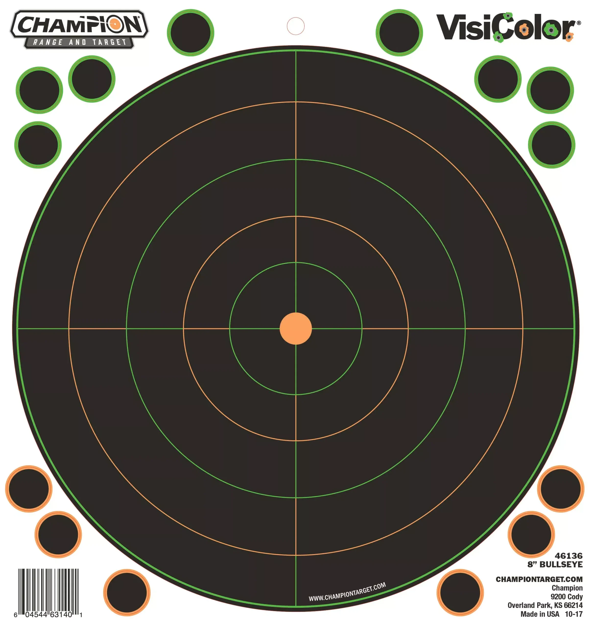 Champion Targets VisiColor Self-Adhesive Bullseye Targets, 5-Pack, 8.5 x 9 in - 46136