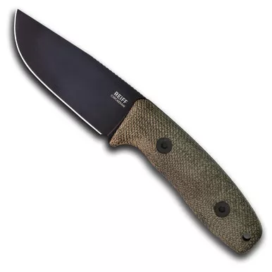 Circadian Clip Point EDC Fixed Blade - 3.28" CPM-MagnaCut Clip Point Black Blade, Green Canvas Micarta Handles, Black Kydex Sheath