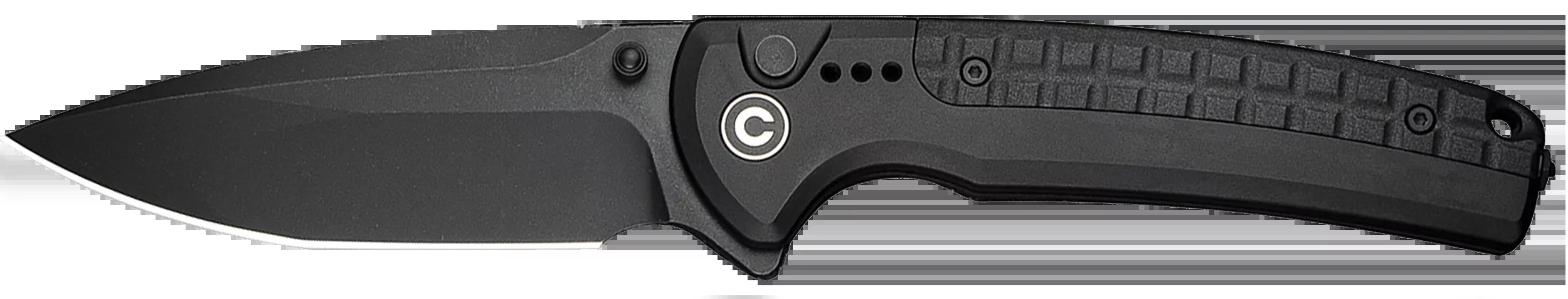 Civivi Knives Sentinel Strike II Button Lock Folding Knife, Nitro-V Black Stonewash Blade, Black FRN/Aluminum - C22025D-1