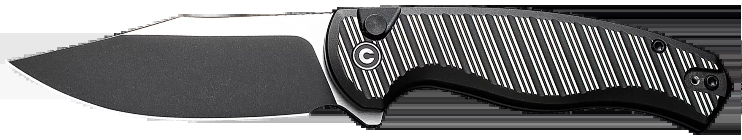 Civivi Knives Stormhowl Button Lock Folding Knife, Nitro-V Clip Point, Black Aluminum - C23040B-1