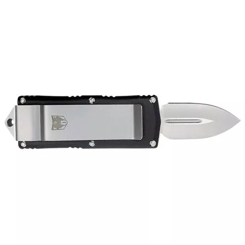 Cobratec Knives Blkotfmc Money Clip 1.75 " Otf Plain D2 Steel Blade/Black Aluminum Handle Includes Pocket Clip