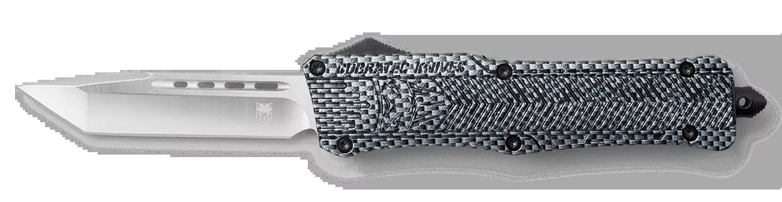 CobraTec Knives CTK-1 Large OTF Tanto Knife, D2 Blade, Carbon Fiber Aluminum Handle, LCFCTK1LTNS