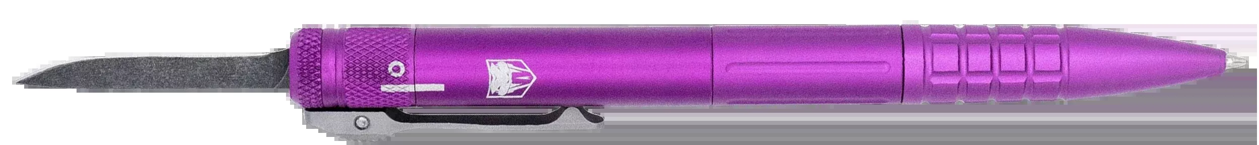 CobraTec Knives Gen II Tactical Pen Out-the-Front Knife, Purple Aluminum, D2 Blade, Pocket Clip — CNCOTFPPURGEN2
