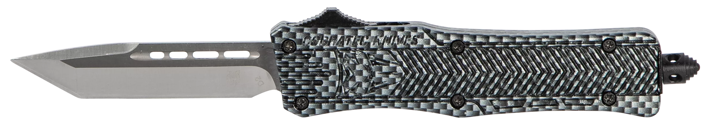 CobraTec Knives SCFCTK1STNS CTK-1Small 2.75" OTF Tanto Plain D2 Steel Blade/Carbon Fiber Aluminum Handle Features Glass Breaker Includes Pocket Clip