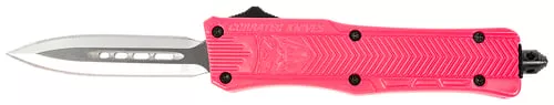 CobraTec Knives SPKCTK1SDAGNS CTK-1Small 2.75" OTF Dagger Plain D2 Steel Blade, Pink Aluminum Handle Features Glass Breaker