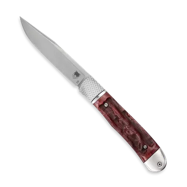Cobratec Knives Trapper Hidden Release AUTO Folding Knife - 3.125" D2 Blade, Red Bone Scales, Pocket Clip