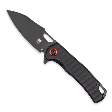 Cobratec Knives Wolverine Folding Knife - 3.125" Black Titanium Coated D2 Drop Point Blade, Black G10 Handles, Deep Carry Pocket Clip