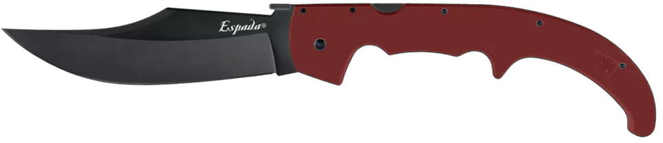 Cold Steel CS62MGCRRBK Espada XL 7.50" Folding Trailing Point Plain Black PVD AUS-10A SS Blade, Ruby Red Textured G10 Handle