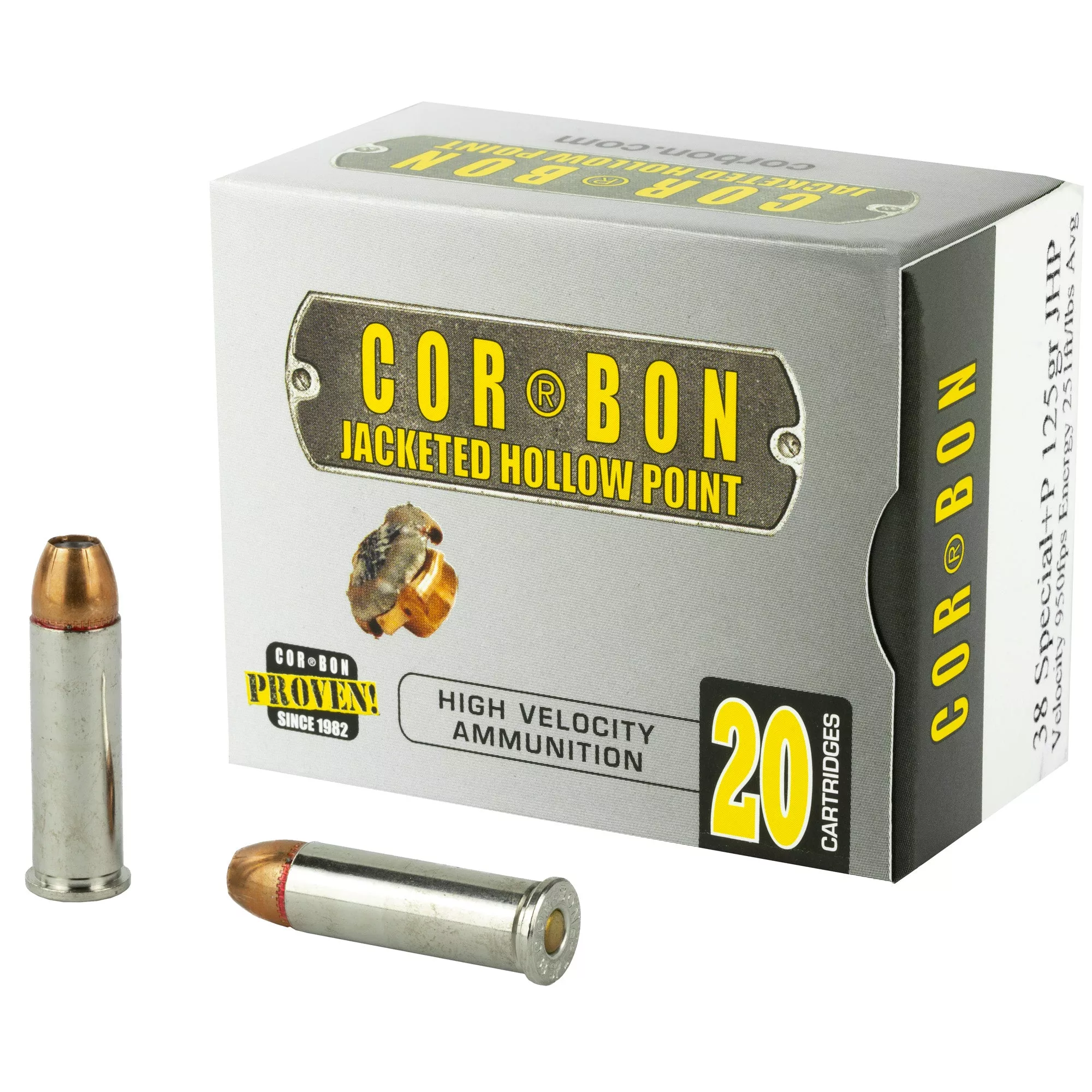 Corbon Ammo .38 Special +P 125gr Jacketed Hollow Point Self Defense Ammo 20-Round Box 38125