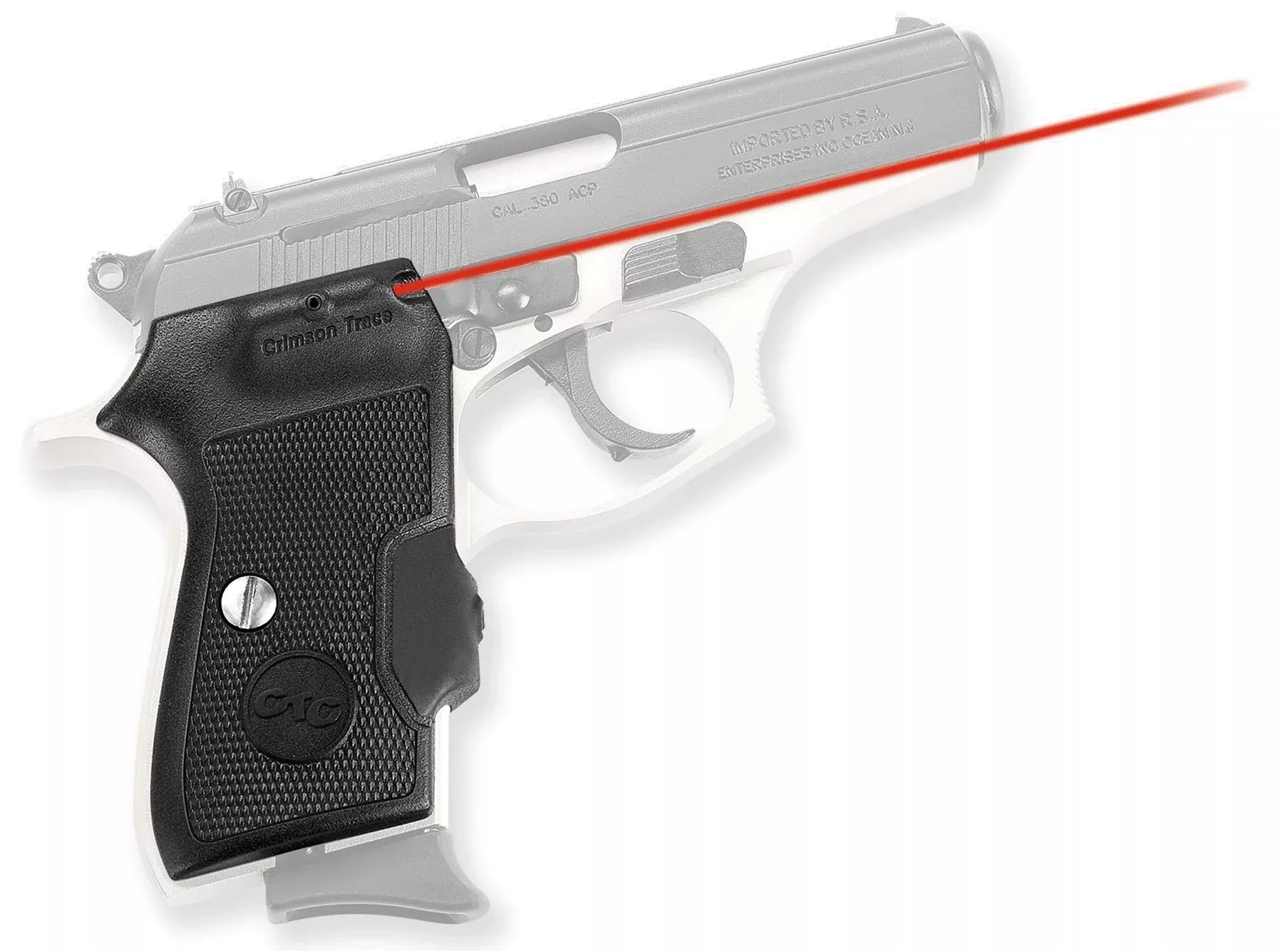 Crimson Trace Lasergrips for Bersa Thunder & Firestorm .380, Red Laser, Black Polymer, Instinctive Activation 0124401