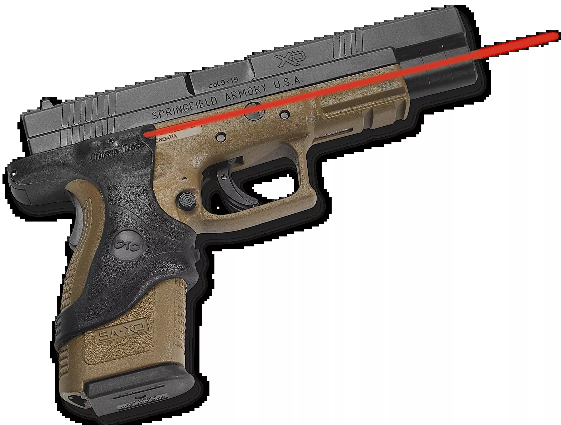 Crimson Trace Lasergrips for Springfield XD Pistols, Red Laser, Instinctive Activation – 0120701