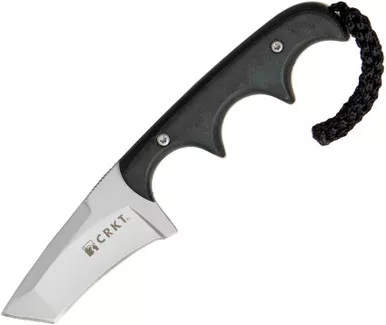 CRKT 2386 Folts Minimalist Fixed Blade Neck Knife - 2" Bead Blasted Tanto Blade, Green Micarta Handles, Zytel Sheath