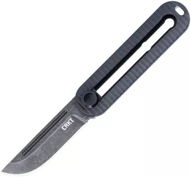 CRKT 4800 KatanaX Manual OTF Slide Lock Knife - 2.01" D2 Black Stonewashed Blade, Black Grivory Handles
