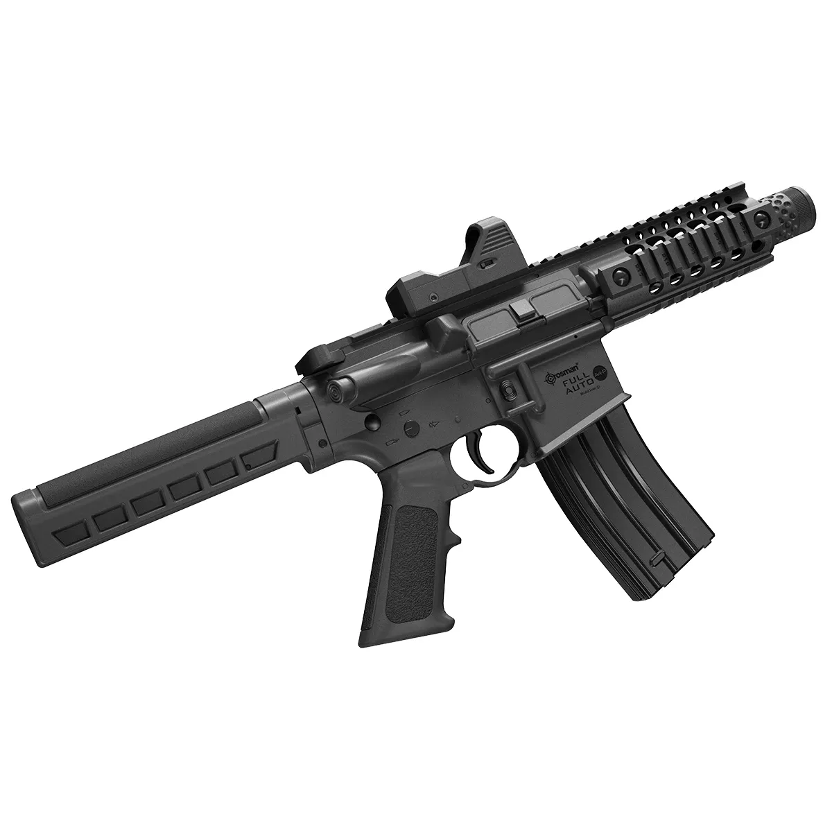 Crosman Cfaa4px Full Auto A4- P Co2 177 25rd Shot Black Black Receiver Black Pistol Brace Stock Scope Red Dot