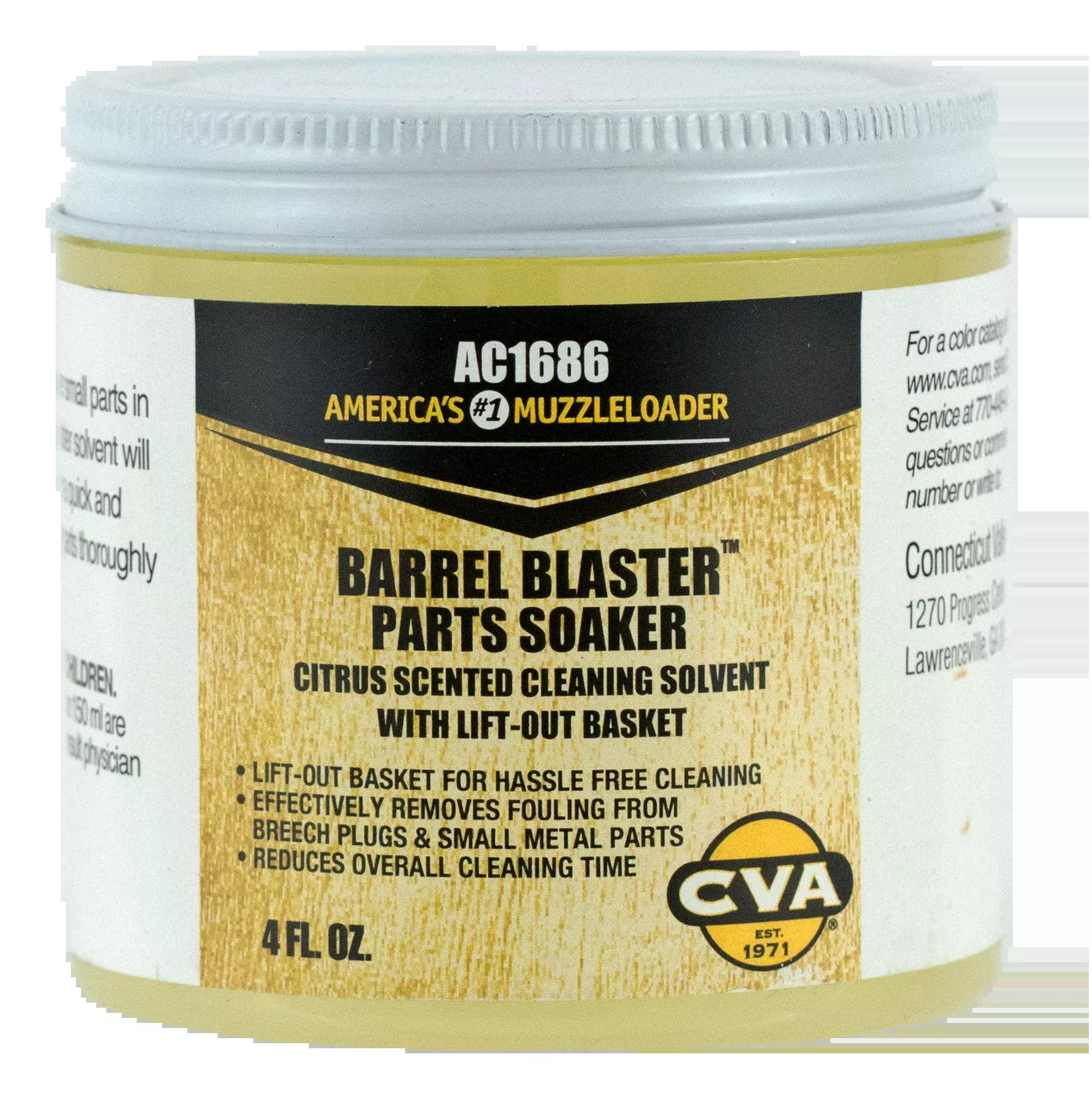 CVA Barrel Blaster Parts Soaker Citrus Cleaning Solvent with Lift-Out Basket, 4 fl oz – AC1686