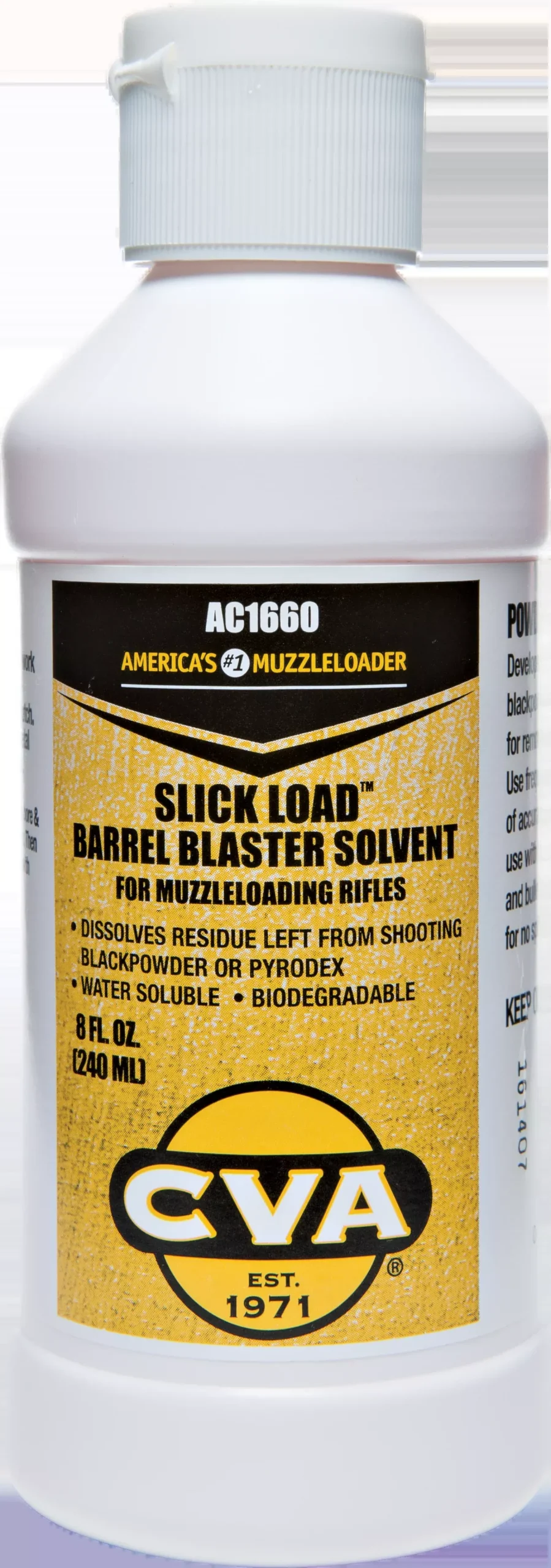CVA Barrel Blaster Solvent, 8 oz Flip-Top Bottle – Water-Soluble Black Powder Cleaner AC1660