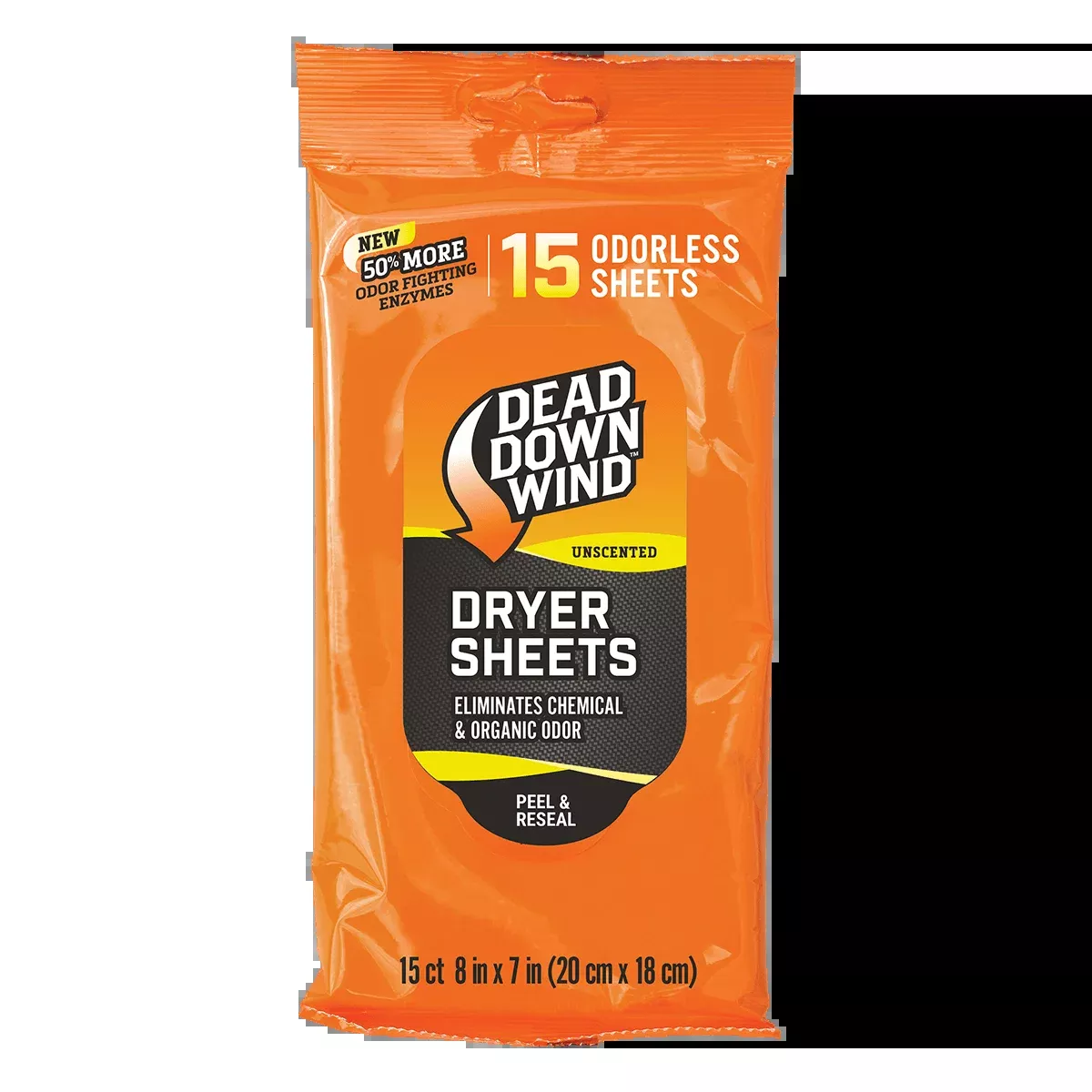 Dead Down Wind Dryer Sheets Odor Eliminator, Odorless, Biodegradable, 15 Count – 1113