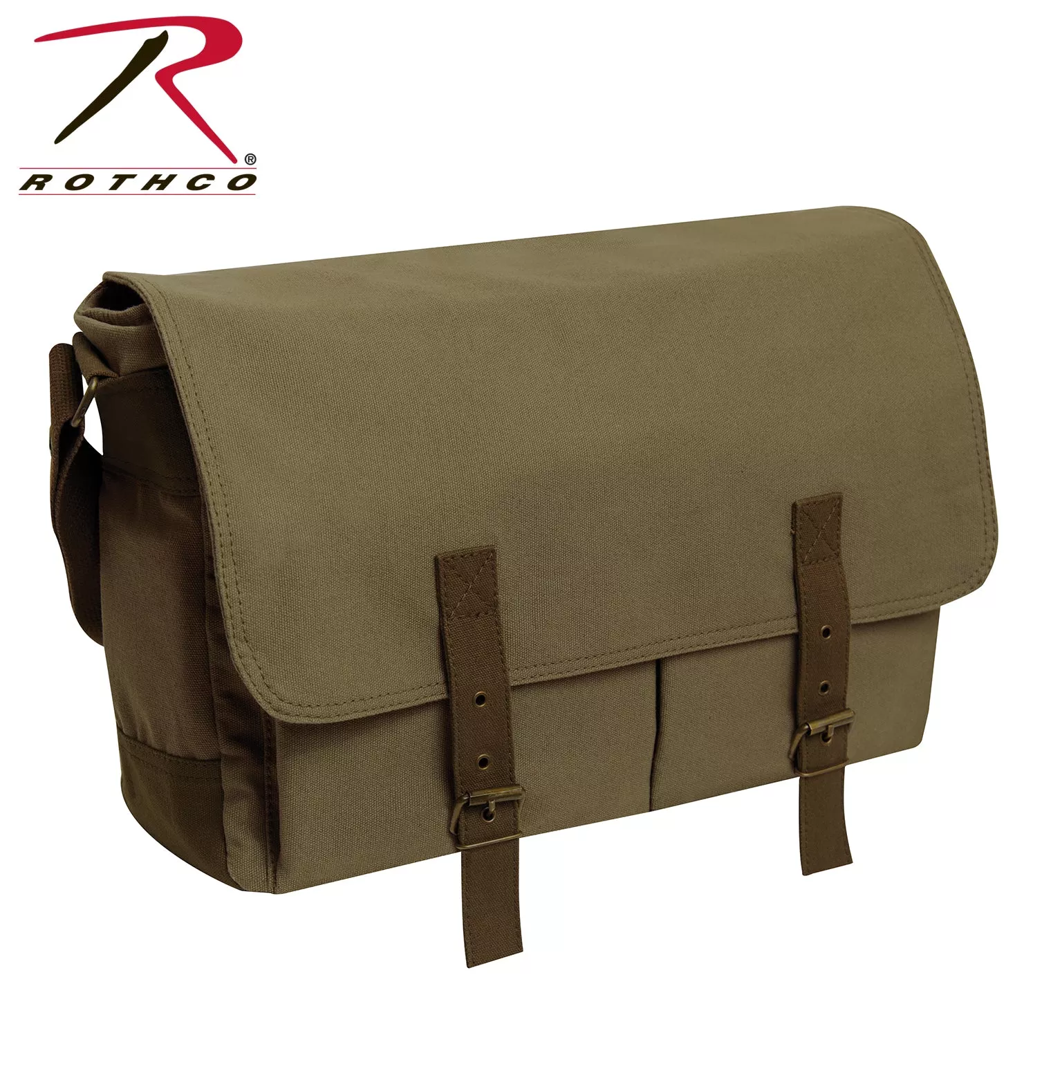 Deluxe Vintage Canvas Messenger Bag - Olive Drab
